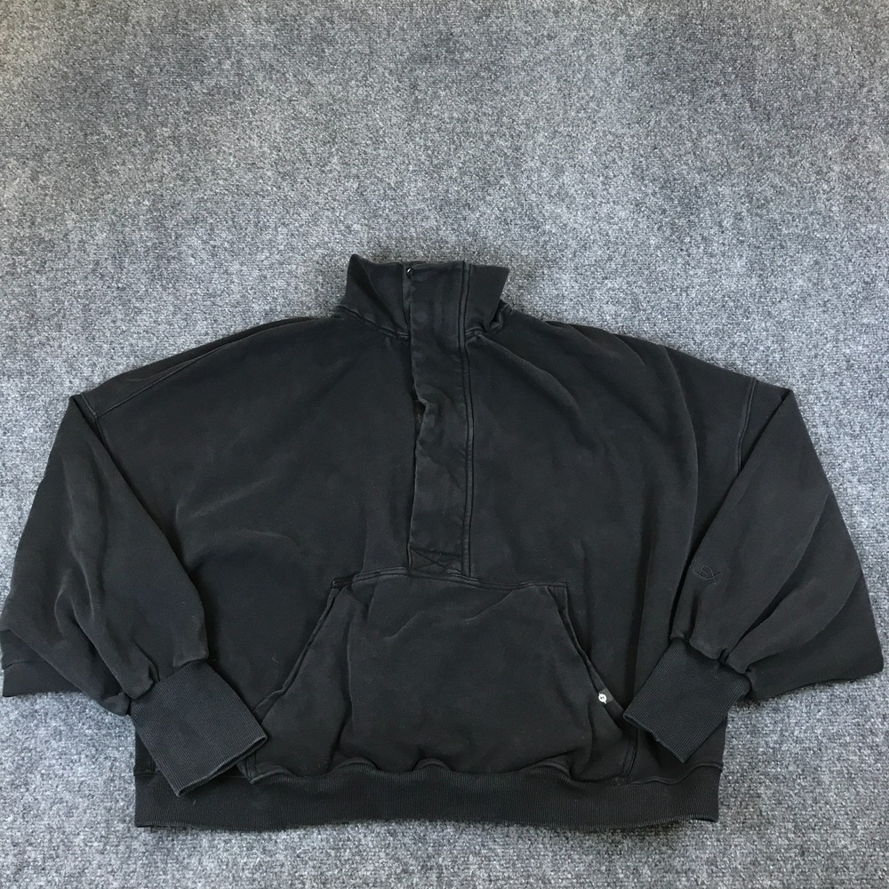 Popflex Ooey Gooey Sweater Womens L/XL Black Cotton Stretch Half Zip Pullover